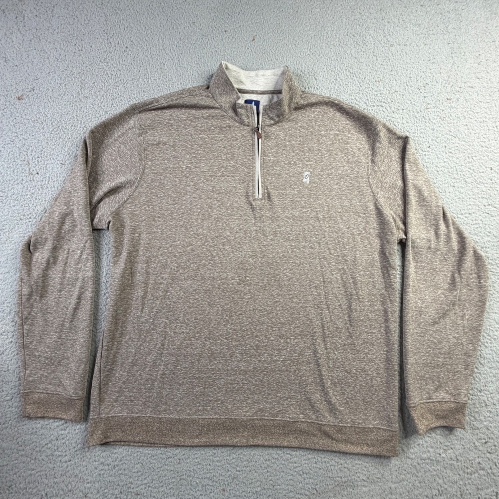 Johnnie-O Sully 1/4 Zip Pullover Mens Size 2XL Mississippi Bison Brown Heathered